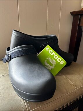 CROCS Black Clog Platform Mules with Back Strap